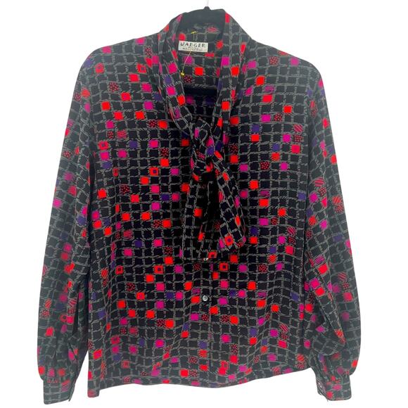 Jaeger Vintage Skirt Set - Size 14 - Black, Red, Purple, Pink - Picture 1 of 11